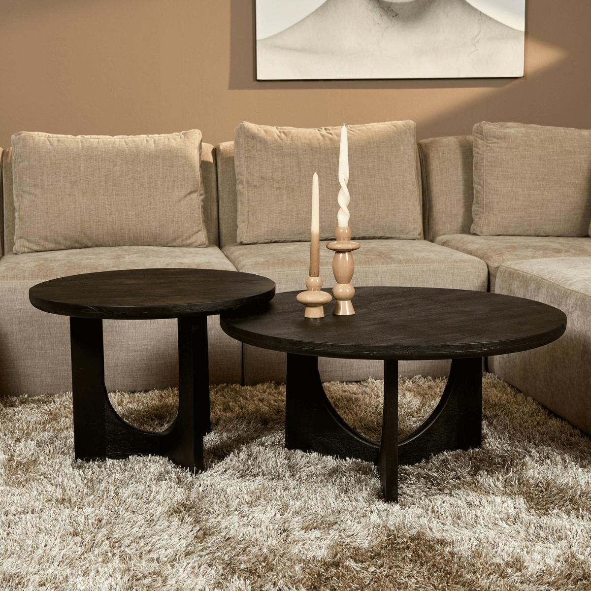 Table d'appoint noire à 3 pieds Ø60 cm ALMA noir, PIER IMPORT