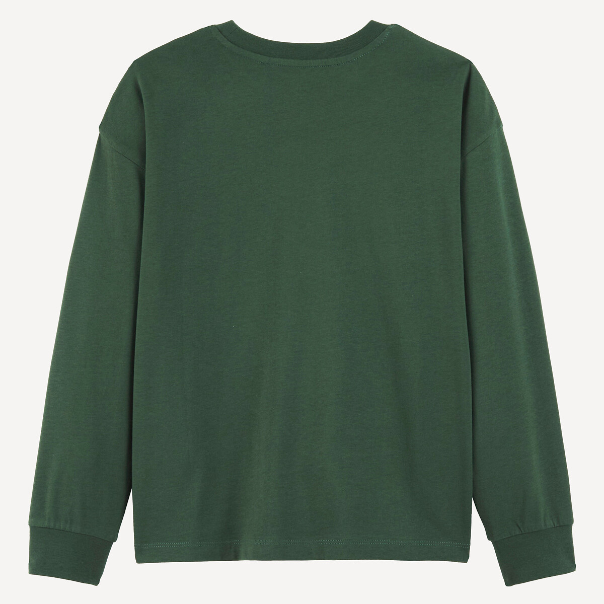 T-shirt col rond, à manches longues, imprimé fanions vert, LA REDOUTE COLLECTIONS