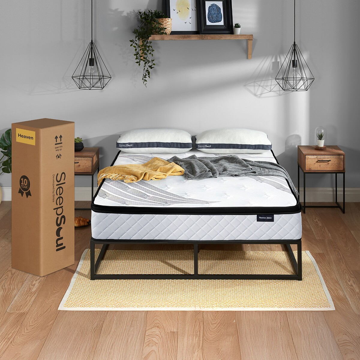 SleepSoul Heaven 3000 Pocket Hybrid Mattress white, SLEEPSOUL