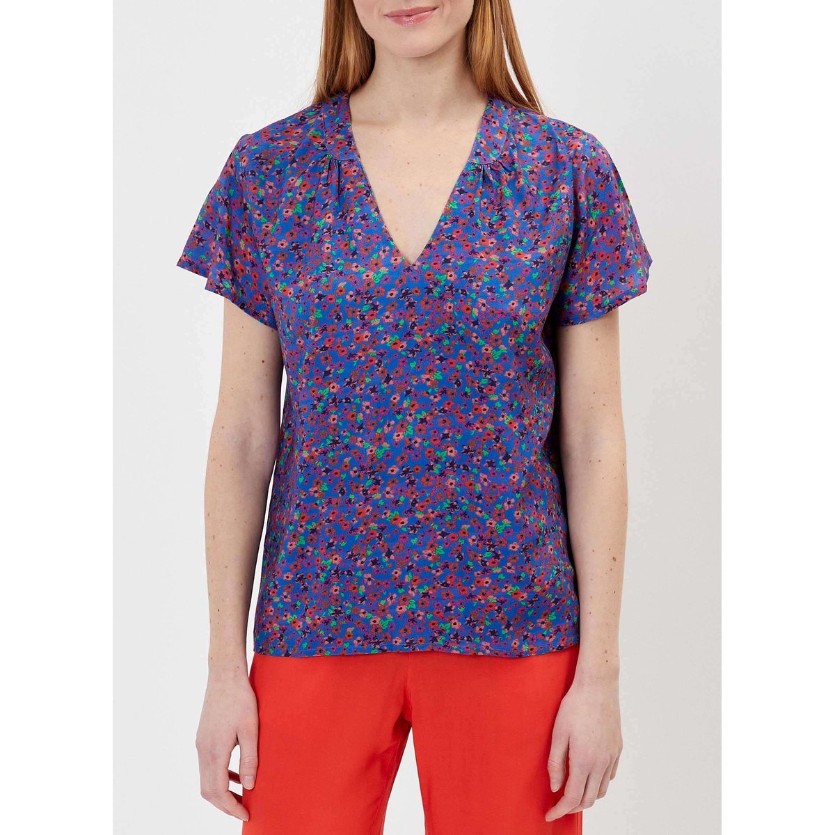 Top col V imprimé Ecovero GARY violet baby, PRINCESSE NOMADE