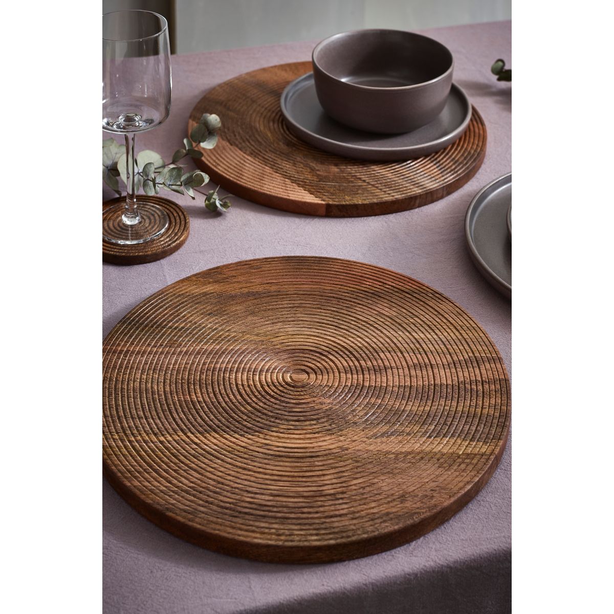Sets de table en bois gravés, lot de 2 naturel, NEXT