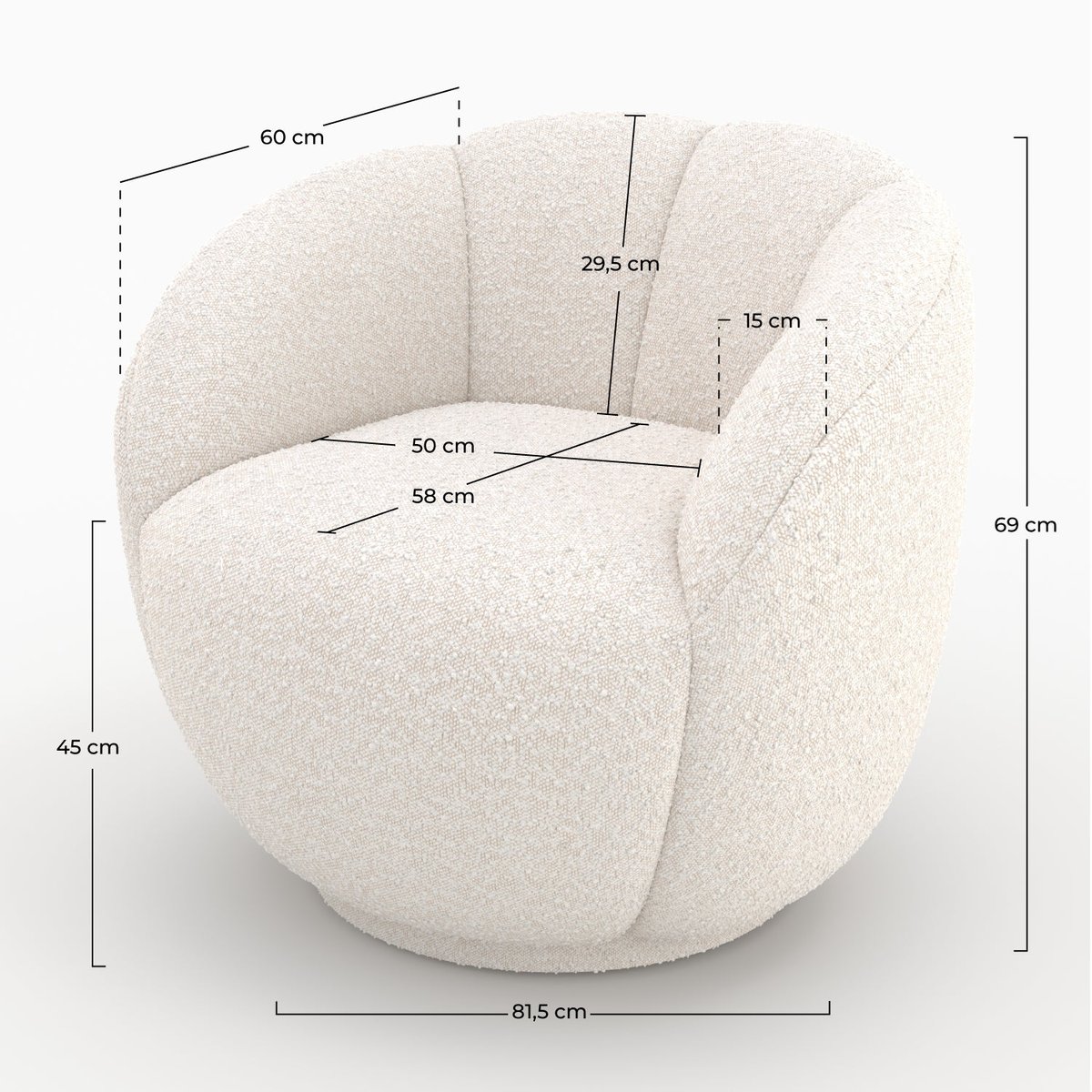 Fauteuil en tissu bouclé - YSÉ blanc, MAISON PAVANE
