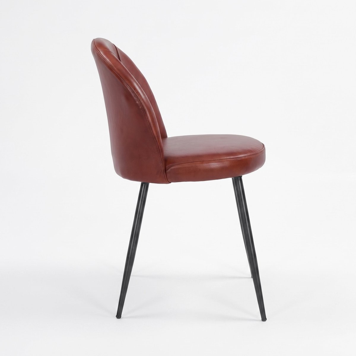 Lot de 2 chaises en cuir de buffle - CÉLESTIN marron rouge, MAISON PAVANE