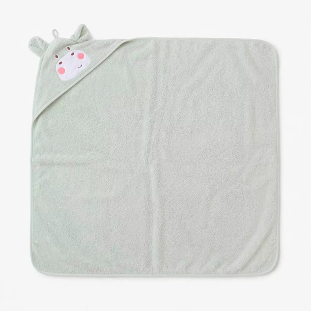Cape de bain pur coton PETIT HIPPO vert d'eau, GARNIER THIEBAUT