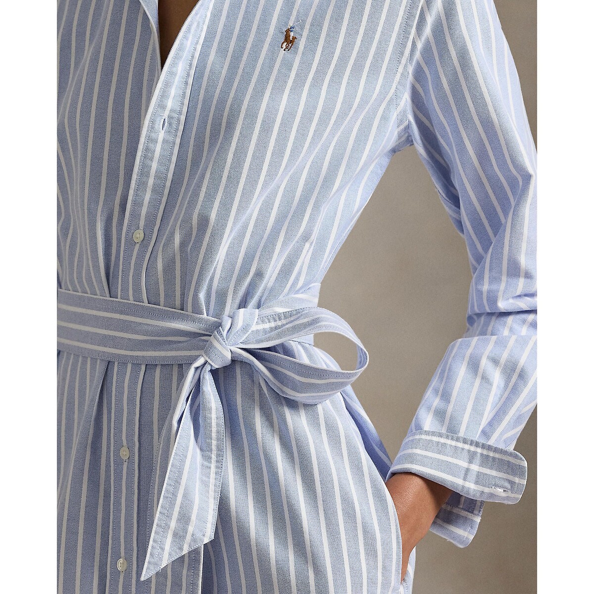 Vestido estilo camisa às riscas com cinto riscas azuis/brancas, POLO RALPH LAUREN