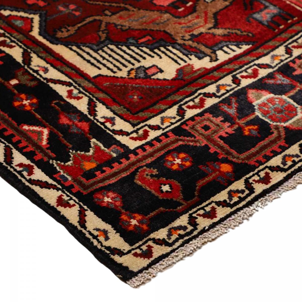 Tapis d'orient au motif oriental, noué main, HAMADAN 38 bordeaux, noir, rouge, UN AMOUR DE TAPIS