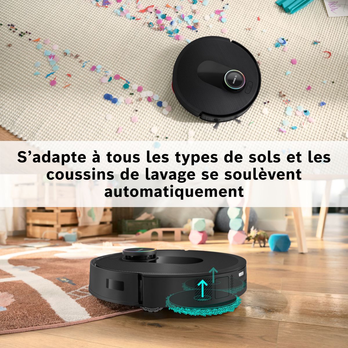 Robot Aspirateur Laveur Spotless Max Noir couleur unique, BOSCH