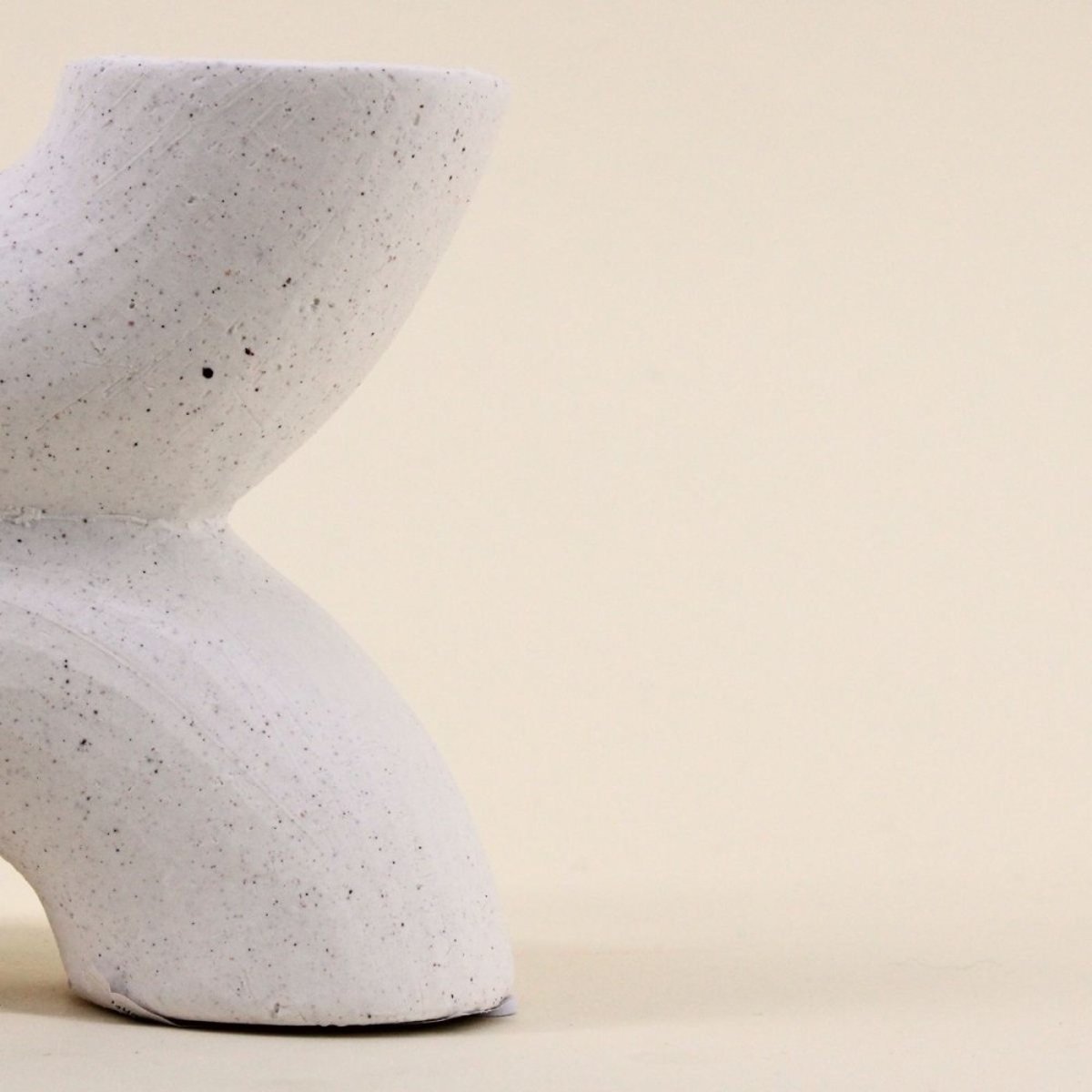 Vase en porcelaine double entrée, H12cm beige, ORNAMI