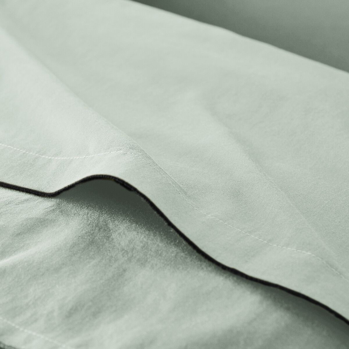 Victor Plain Washed Cotton Satin 300 Thread Count Duvet Cover sage, LA REDOUTE INTERIEURS