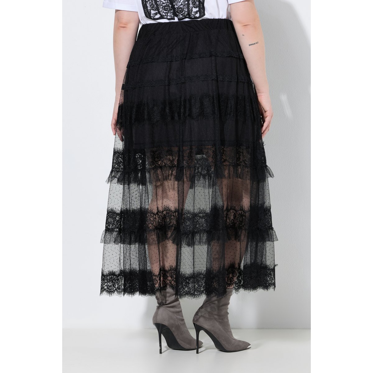 Jupe longue en dentelle noir, ULLA POPKEN
