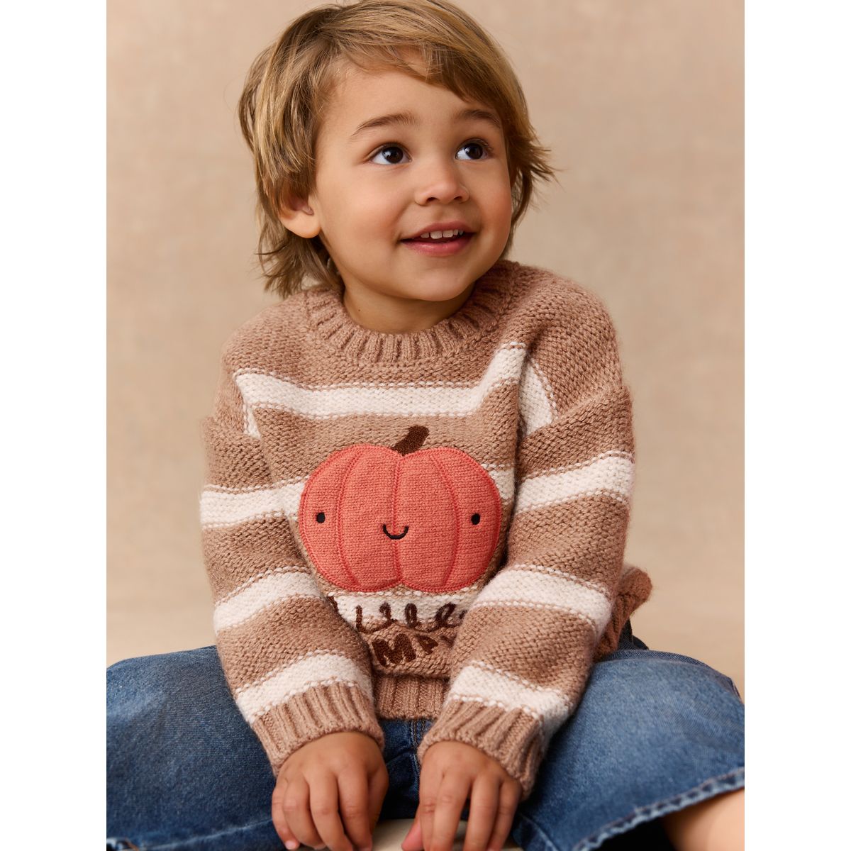 Pull ras du cou en maille halloween citrouille neutre, NEXT