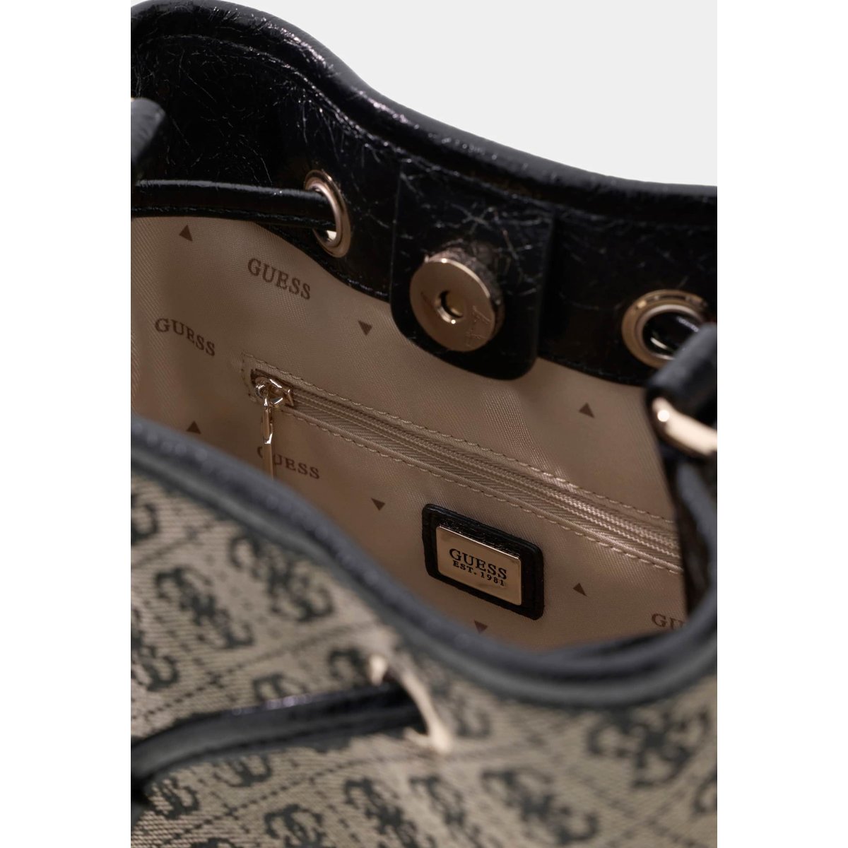 Samantha Logo Mini Bucket noir multi, GUESS
