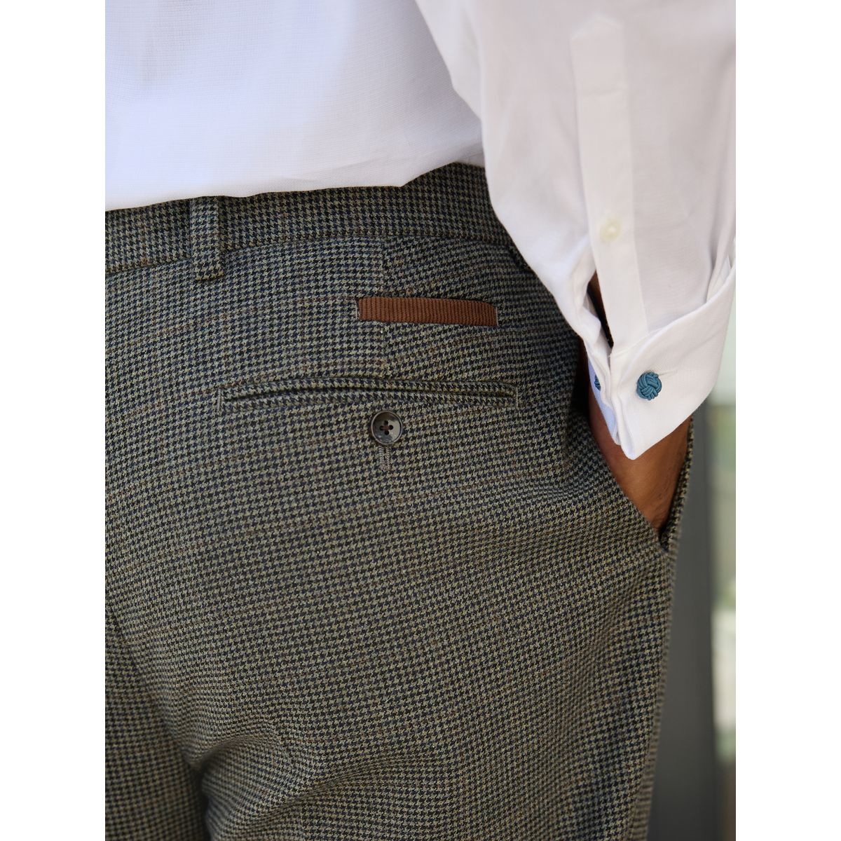 Pantalon regular en laine nova fides vert, NEXT