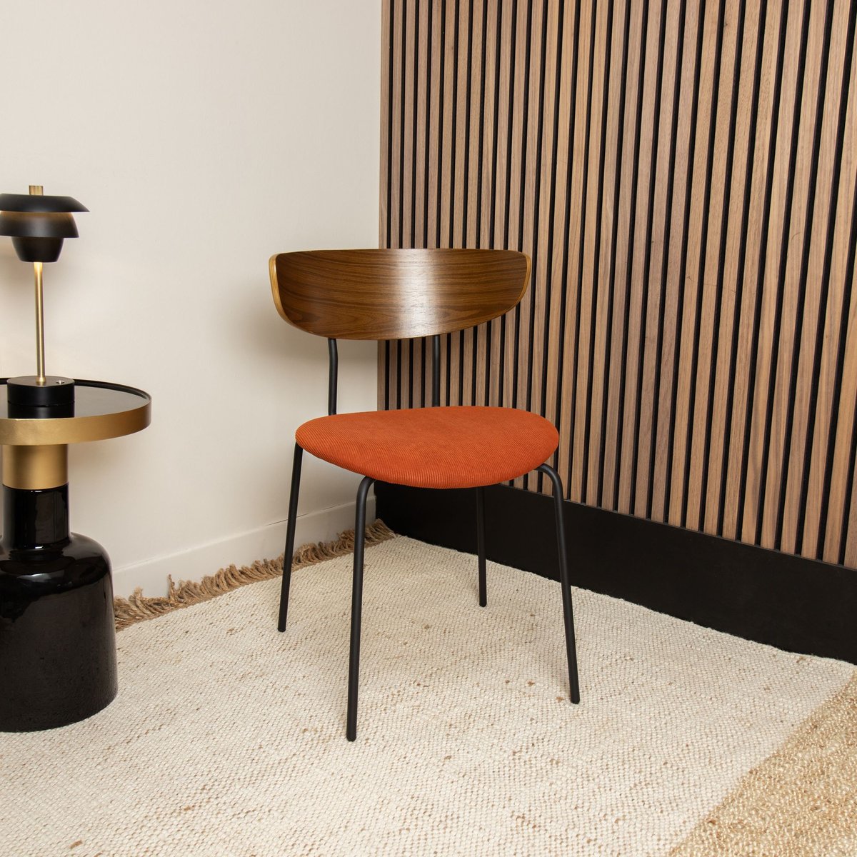 Lot de 2 chaises en bois et velours, RIVA terracotta, NOW'S HOME