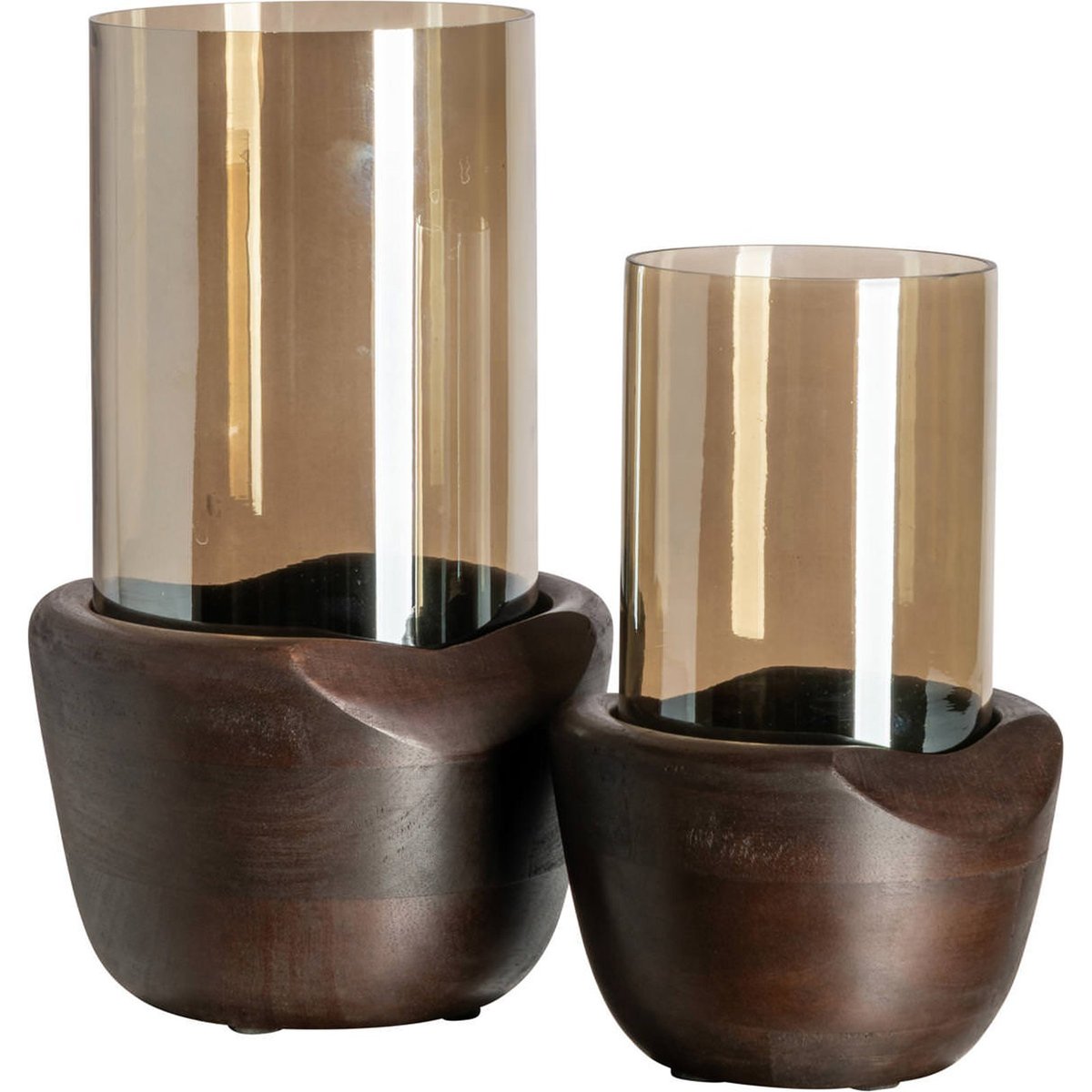 Photophore en verre et bois noyer, RECOLLECTION