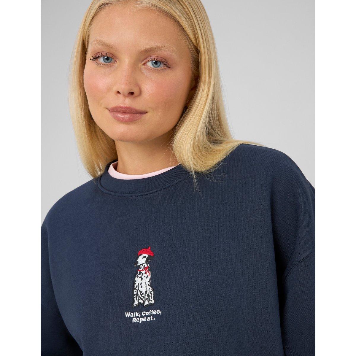 Sweat col rond bleu foncé, BZB