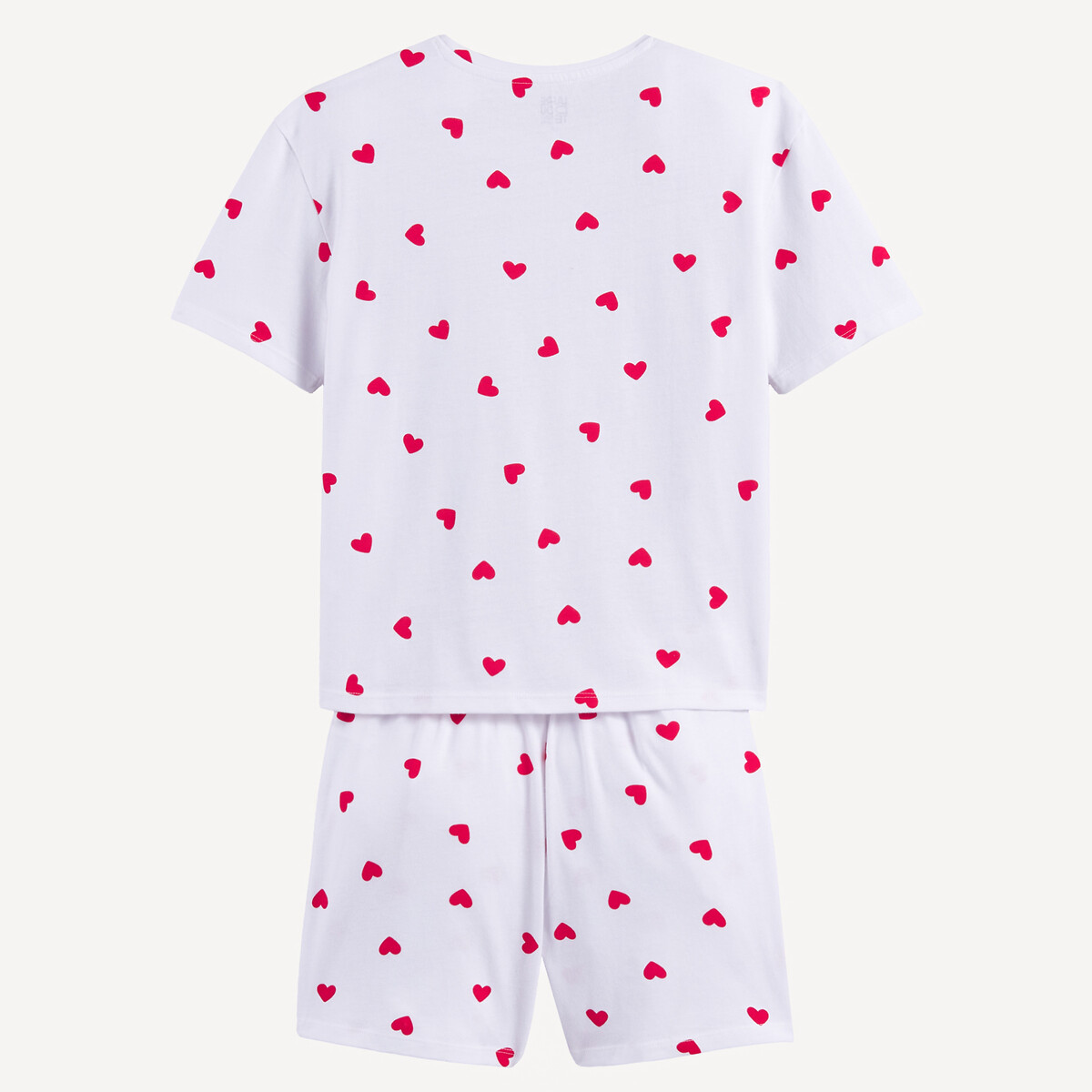 Pyjashort imprimé coeurs en coton blanc/rouge, LA REDOUTE COLLECTIONS