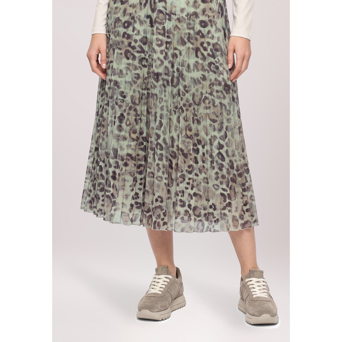 Jupe plissée à élastique gris/beige, BETTY BARCLAY