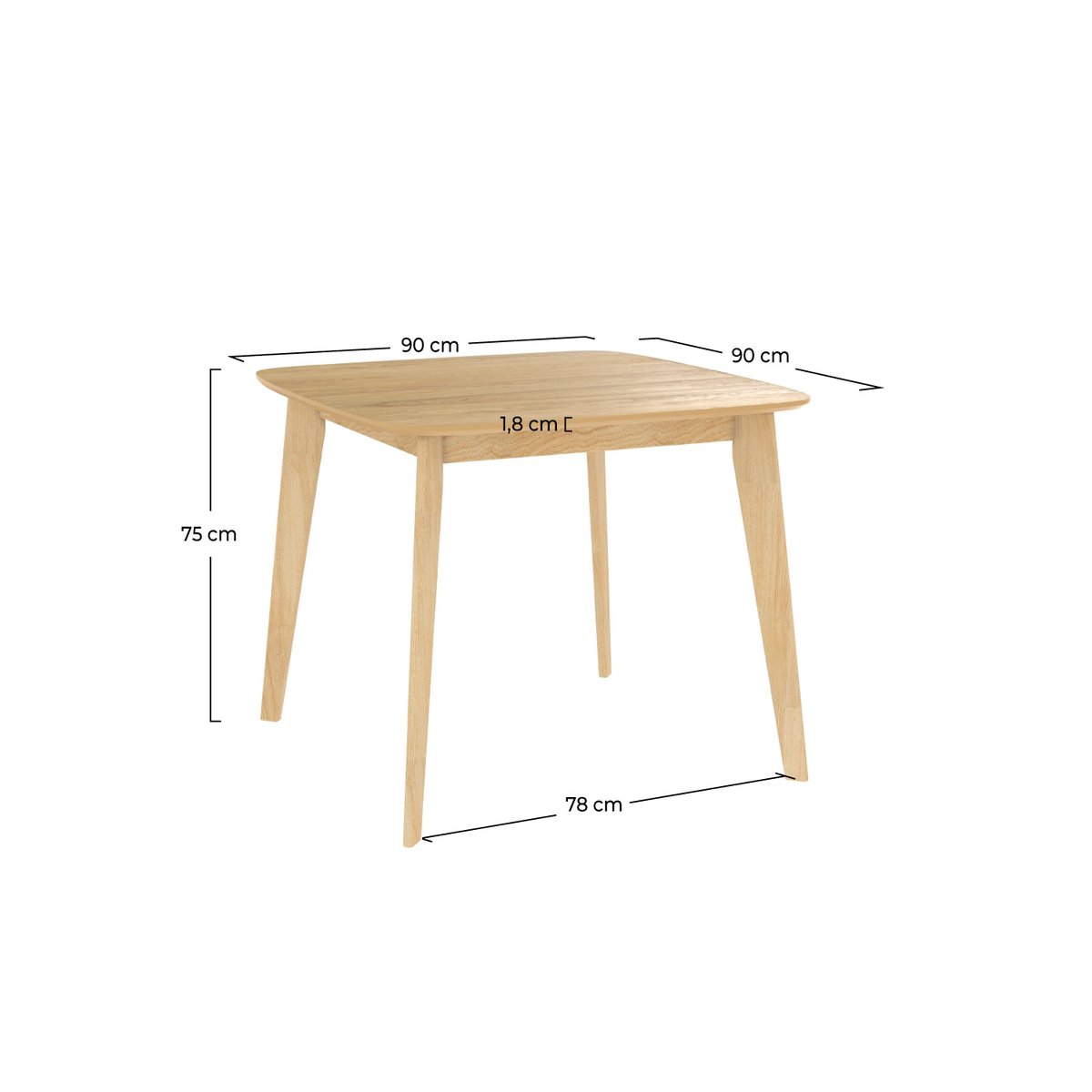 Table carrée en bois - JULIO bois clair, MAISON PAVANE