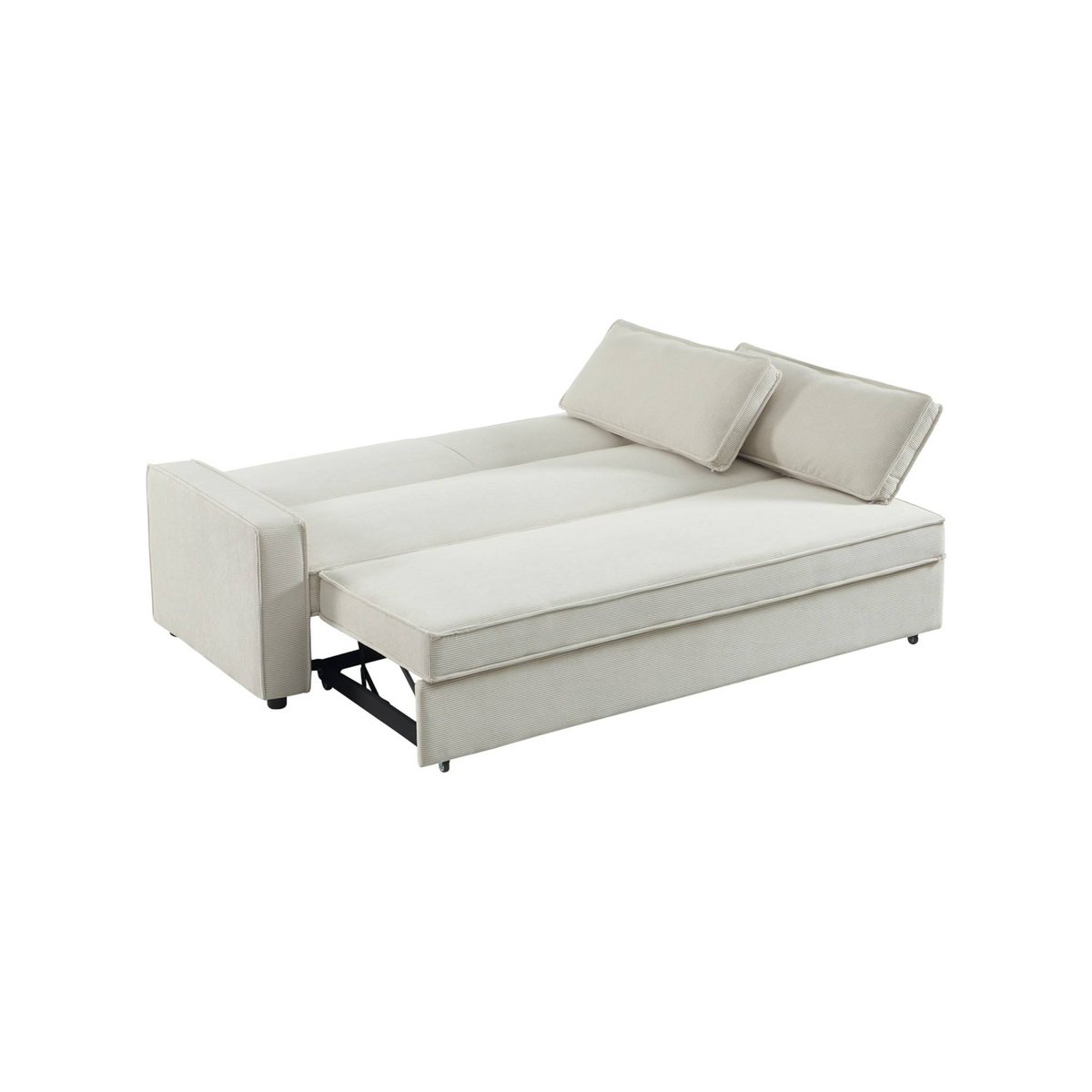 Canapé convertible 3 places velours côtelé CHILL crème, SWEEEK