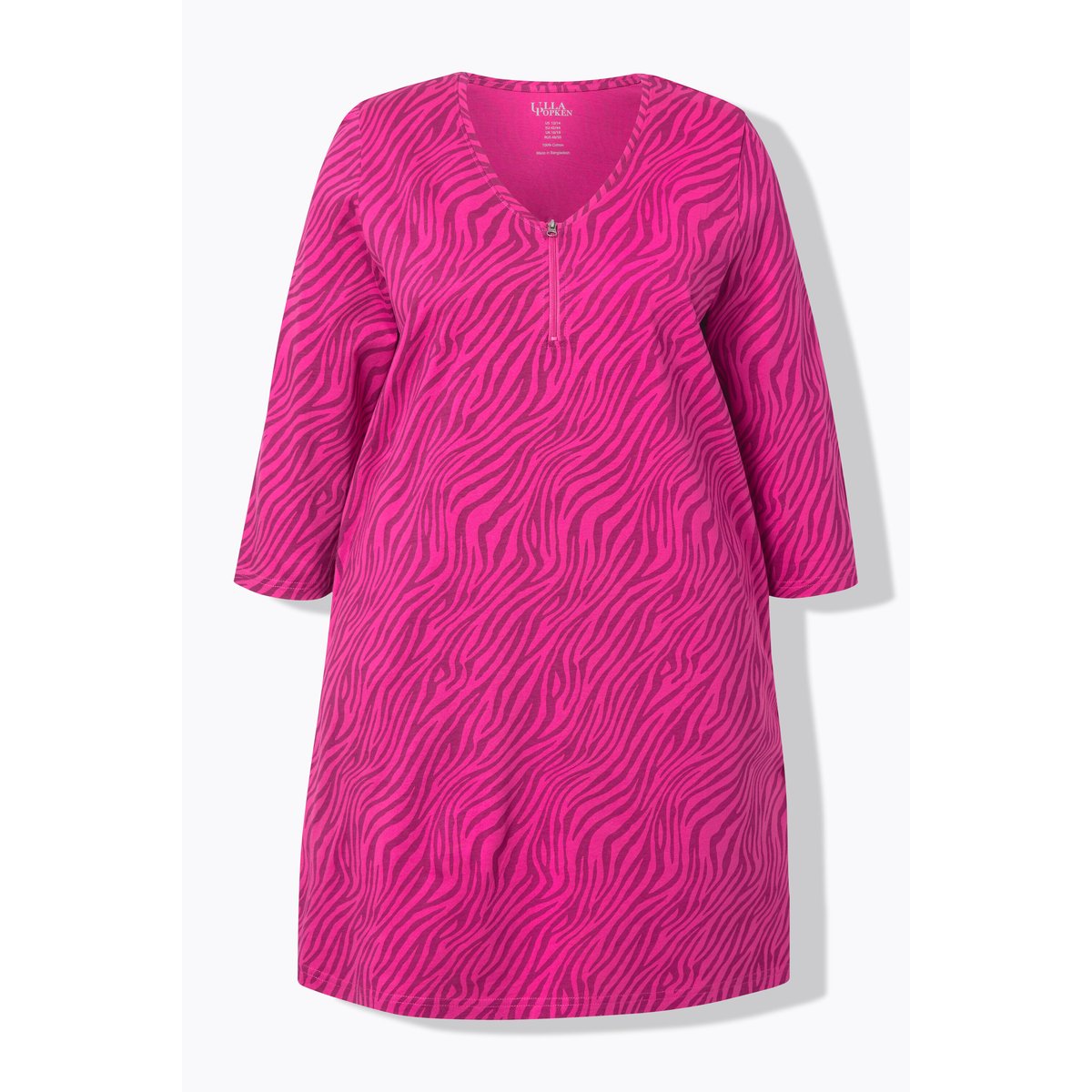 T-shirt long, avec fermeture zippée rouge magnolia, ULLA POPKEN