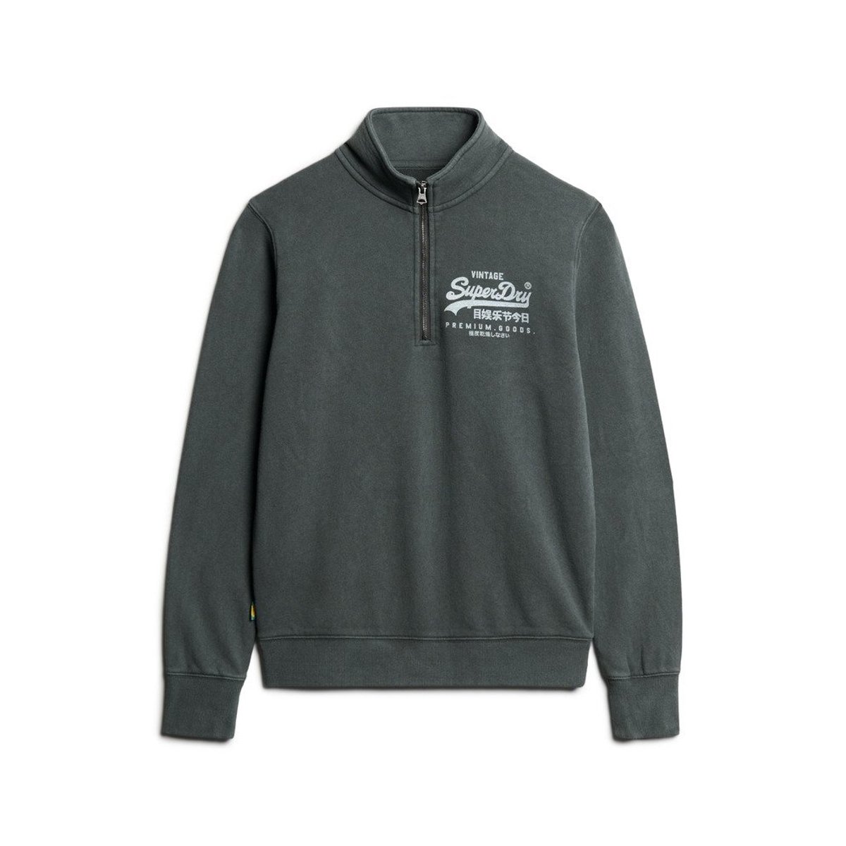 Haut classique à col zippé et motif noir délavé, SUPERDRY