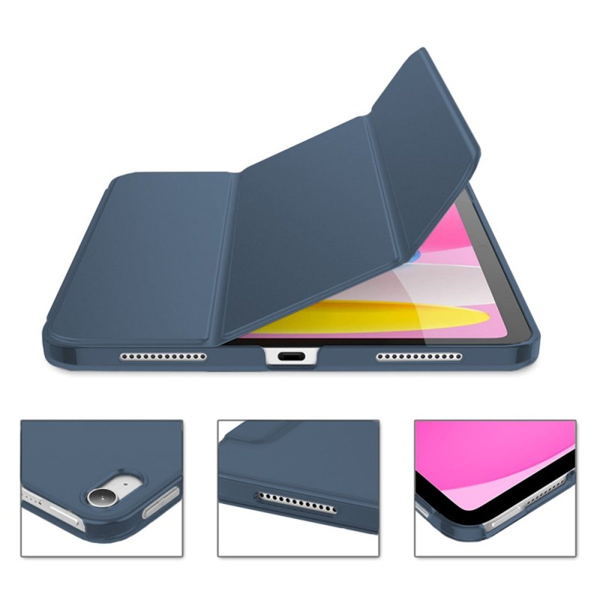 Etui Smart Cover à rabat avec support pour iPad 10.9" 10e Génération (2022) / iPad 11" A16 (2025) bleu, EVETANE