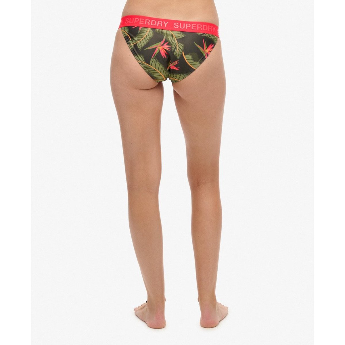 Bas de bikini classique à logo imprimé kaki paradis, SUPERDRY