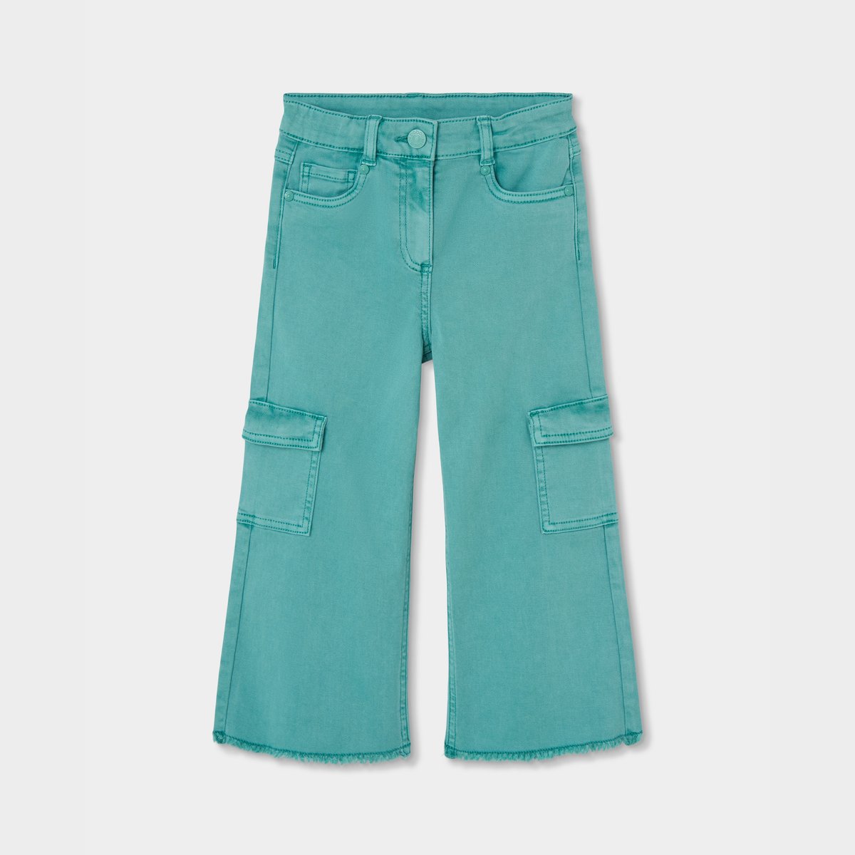 Pantalon fille cargo avec poches vert, BOBOLI