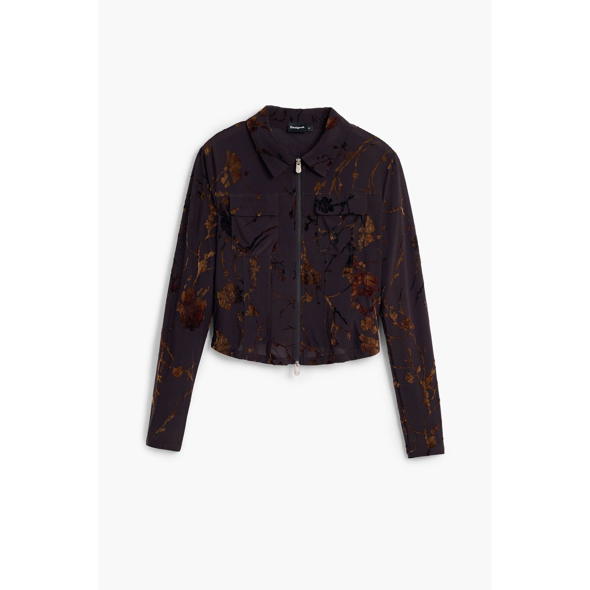 Chemise zippée floquée marron, DESIGUAL