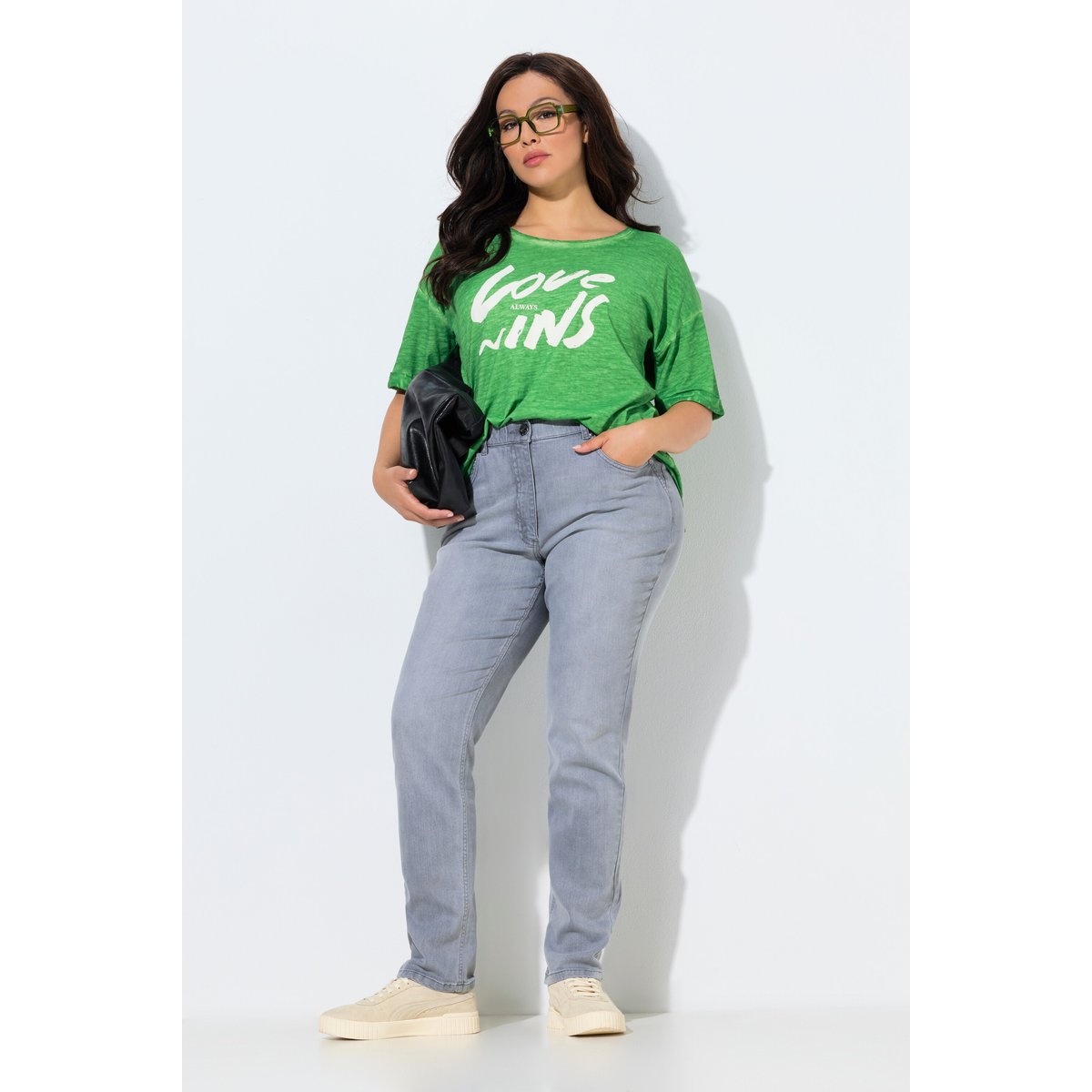 Jean Mia 5 poches, taille confortable jean gris clair, ULLA POPKEN