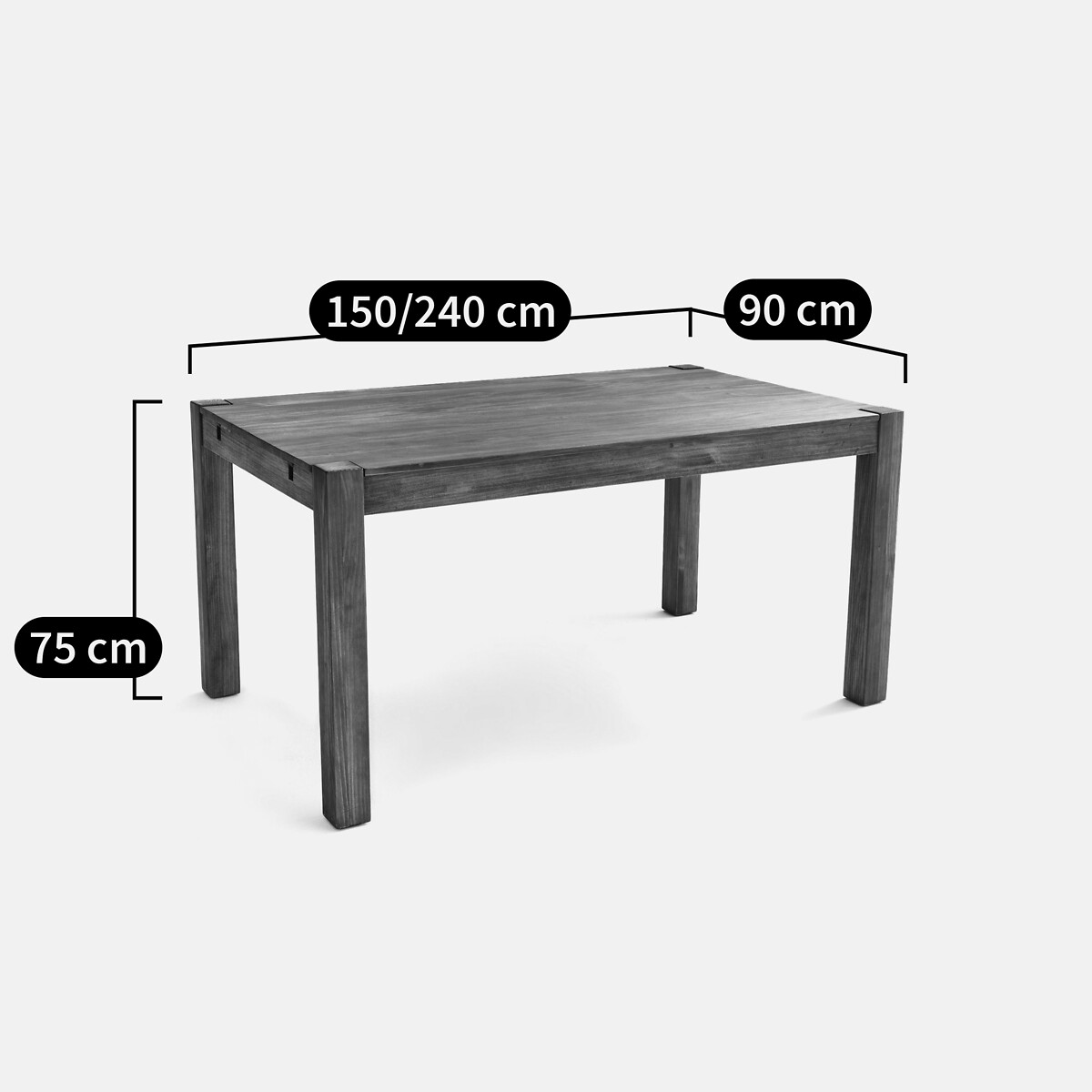 Table à manger, extensible, pin teinté teck et plaqué, 6 à 8 couverts, LUNJA pin ciré, LA REDOUTE INTERIEURS