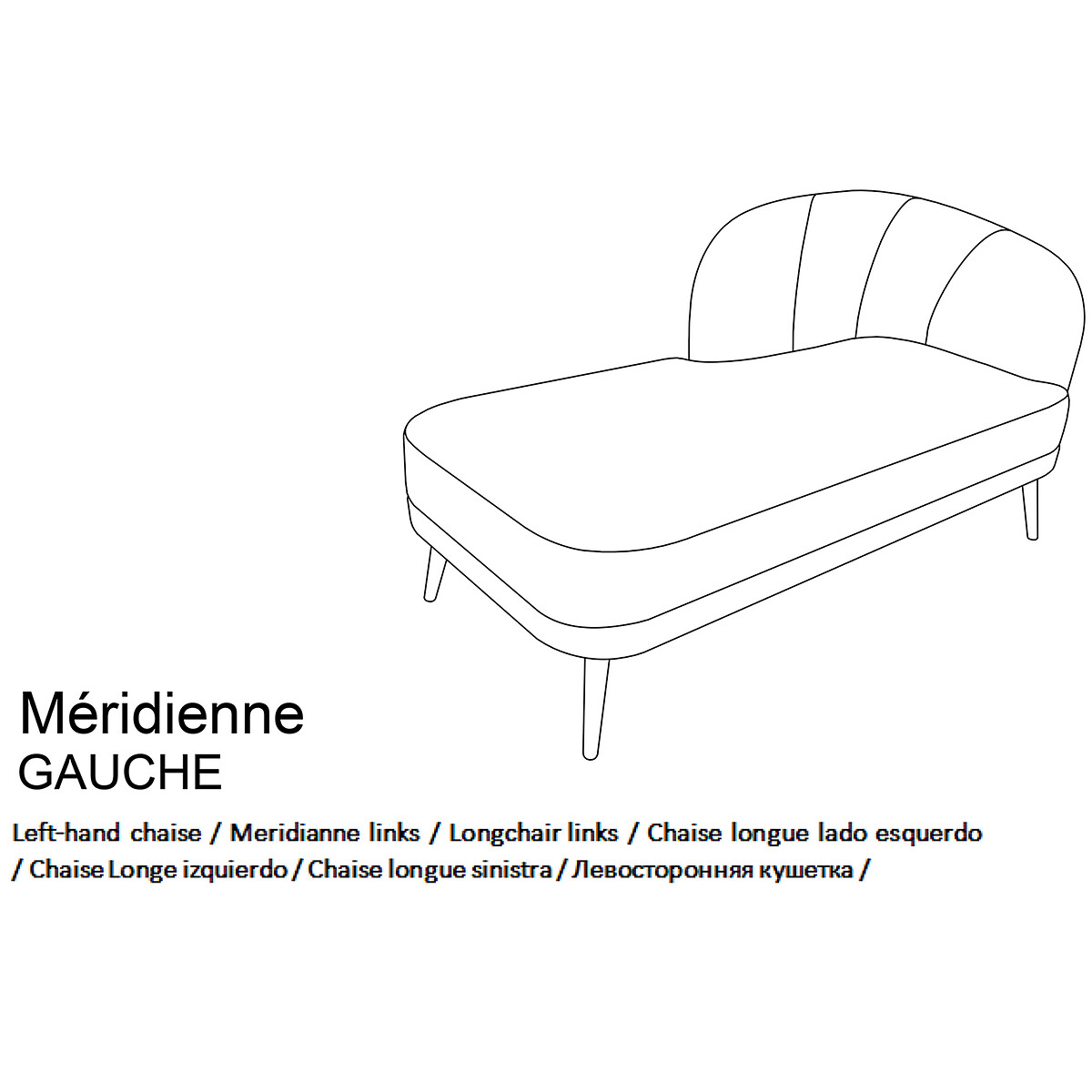 Longchair in fluweel, links, Leone pruisisch blauw, LA REDOUTE INTERIEURS