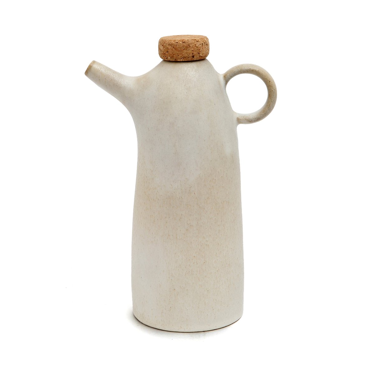 Bouteille d'huile d'olive en grès cérame OLIVE blanc, BAZAR BIZAR