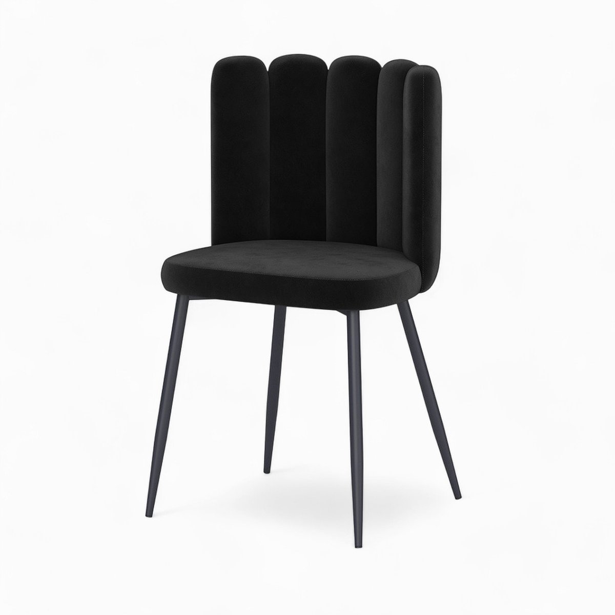 Table et chaises 4 personnes en velours - OMAN noir, MAISON PAVANE