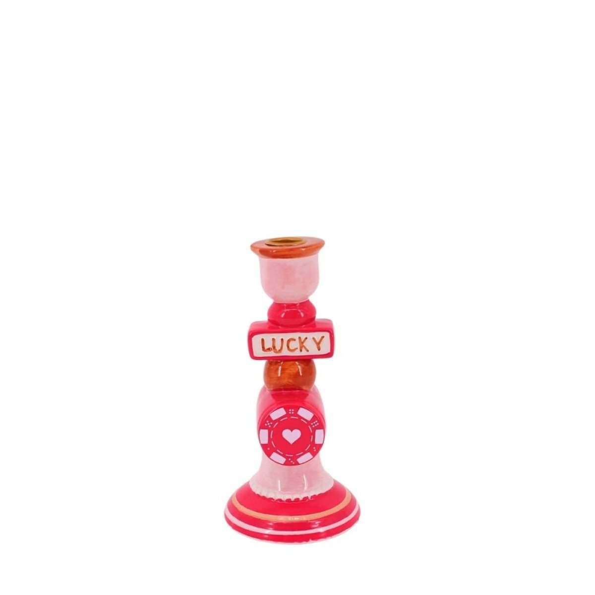 Bougeoir Lucky en dolomite 20cm rouge, KERSTEN