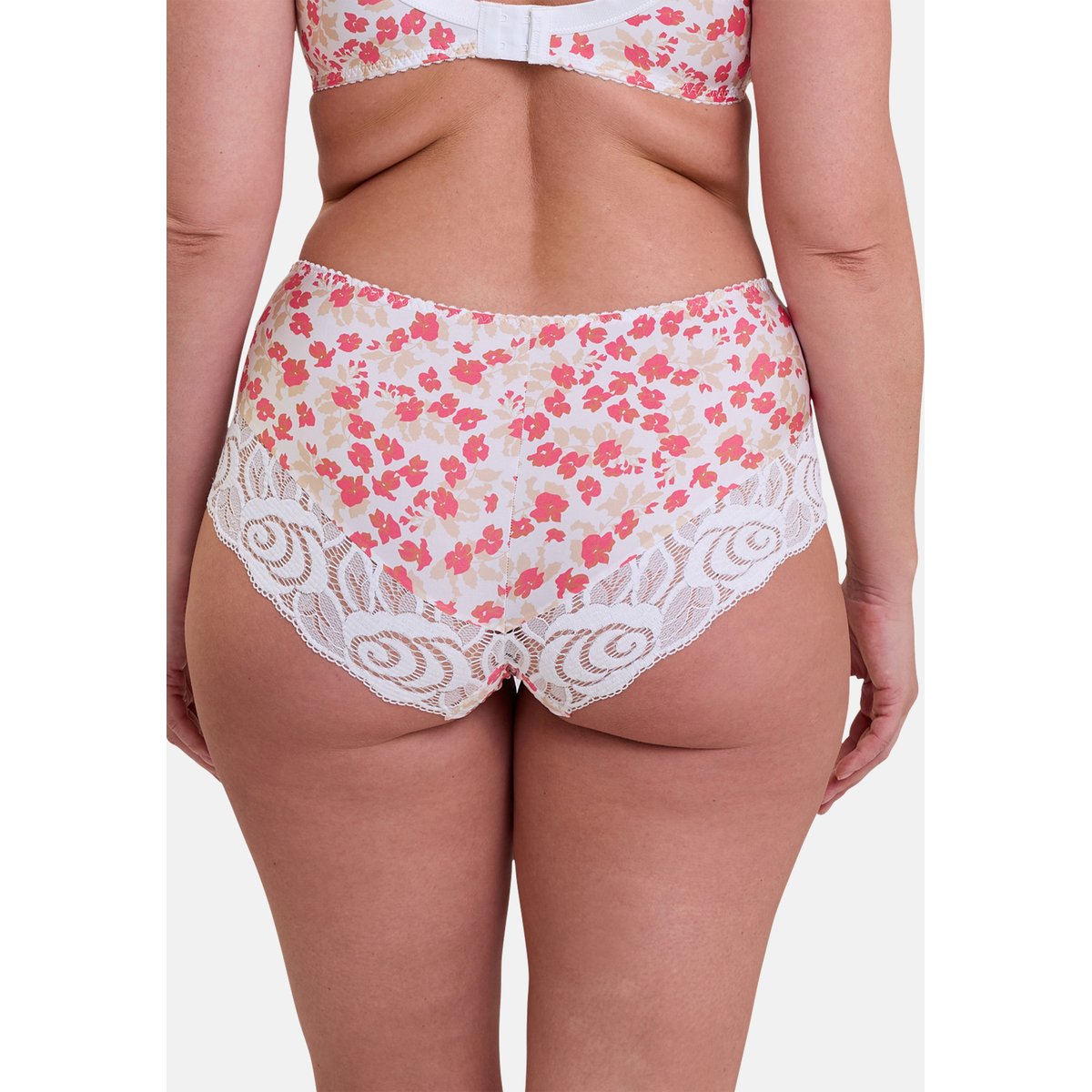 Shorty en microfibre imprimée Amélie Print imprimé floral blanc et rouge, SANS COMPLEXE