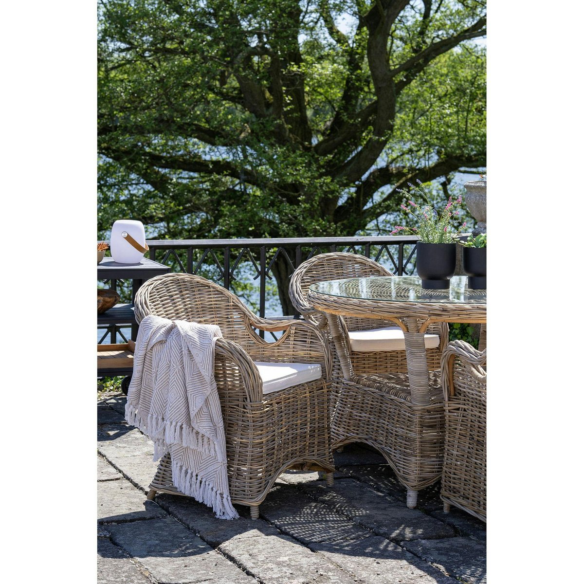 Fauteuil de jardin en rotin gris avec coussin d'assise MENDOZA gris, PIER IMPORT