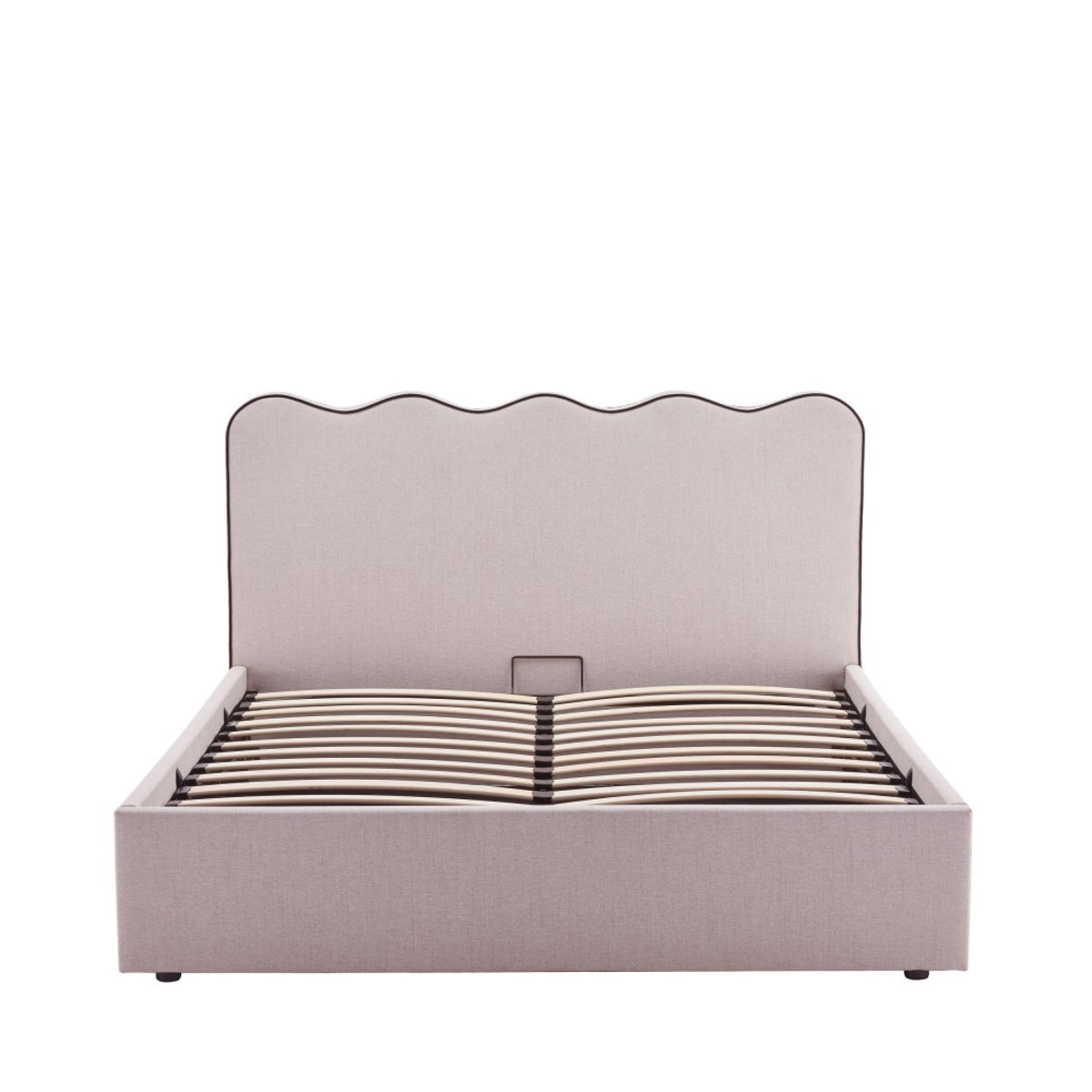 Lit coffre en tissu avec tête de lit ondulée 160x200cm- NAGOYA beige, DRAWER