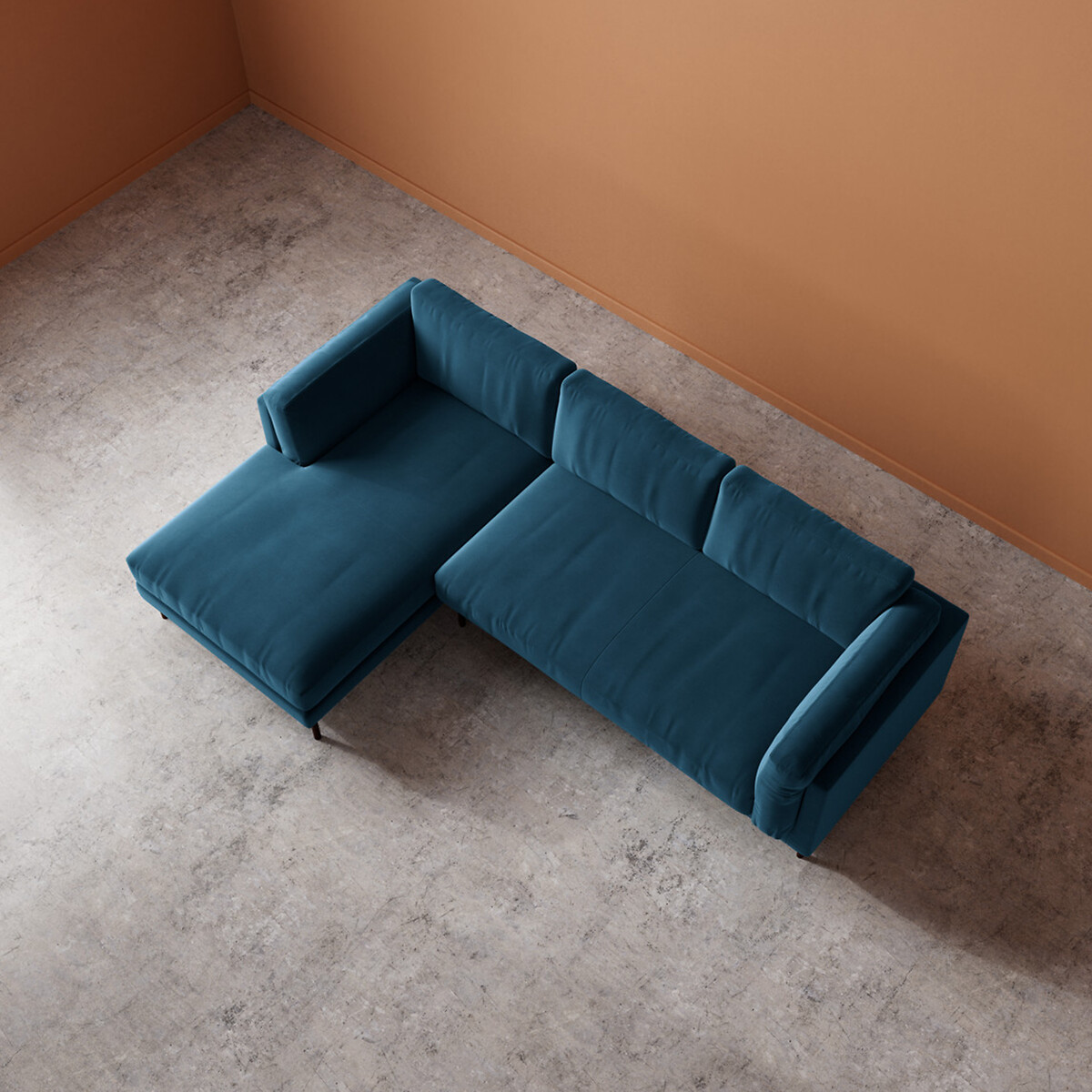 Munich Easy Velvet Corner Chaise Sofa petrol blue, SWOON