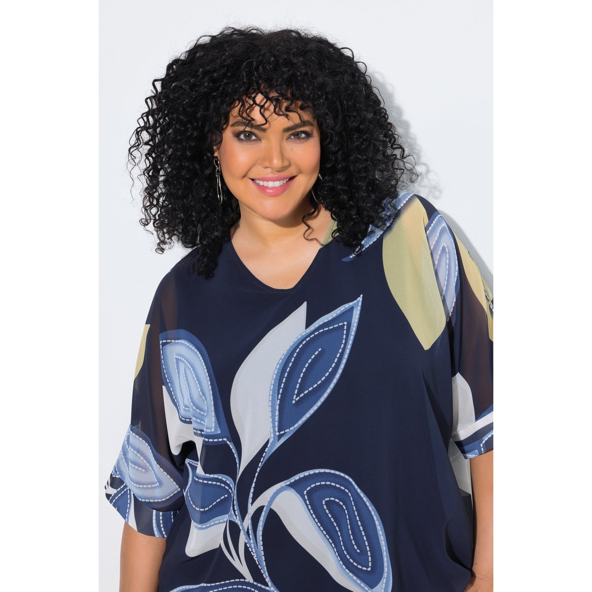 Tunique en mousseline doublée marine, ULLA POPKEN