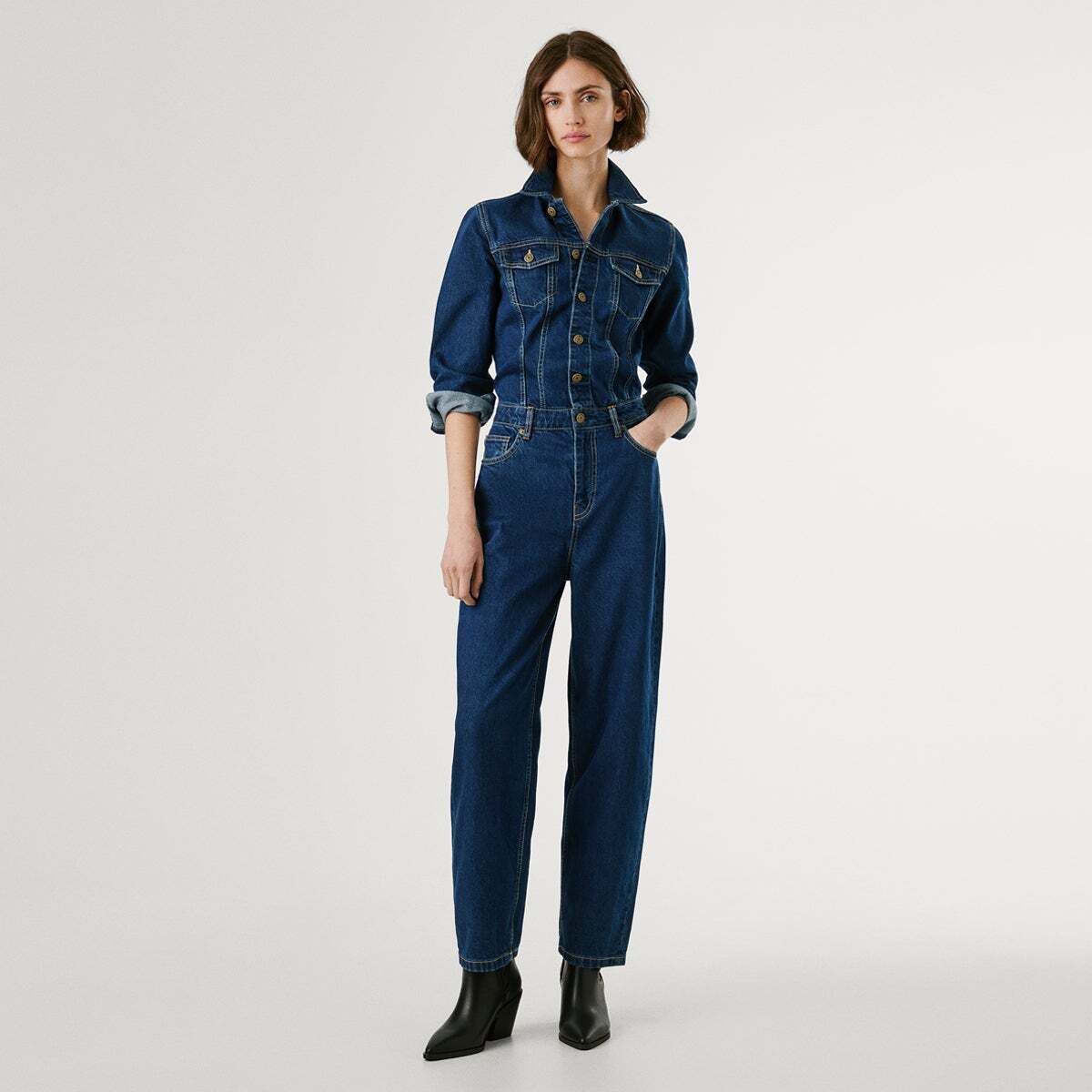 Combinaison Longue Coupe Regular En Denim 12oz blue rigid denim, PEPE JEANS