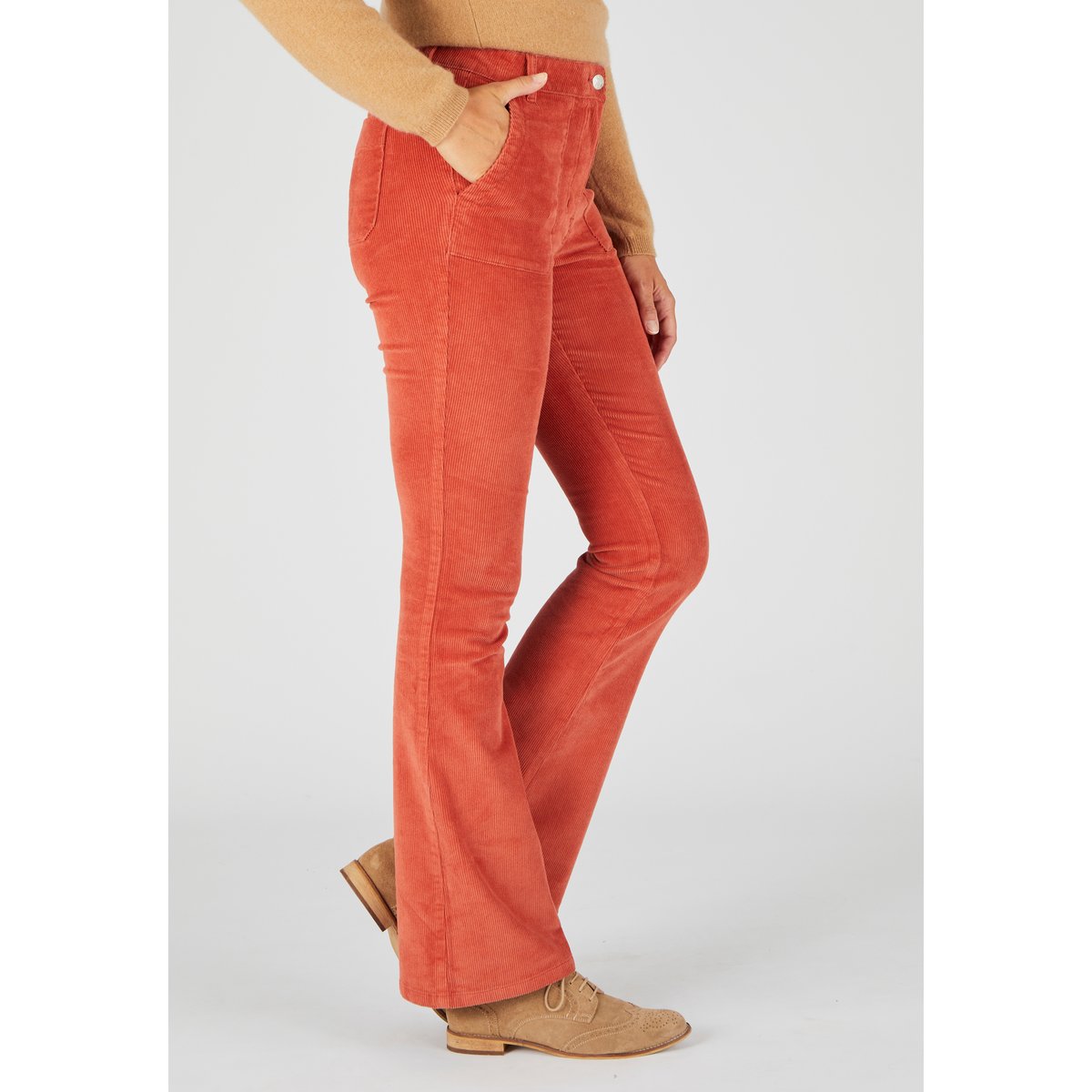 Pantalon flare velours rose abricot, DAMART