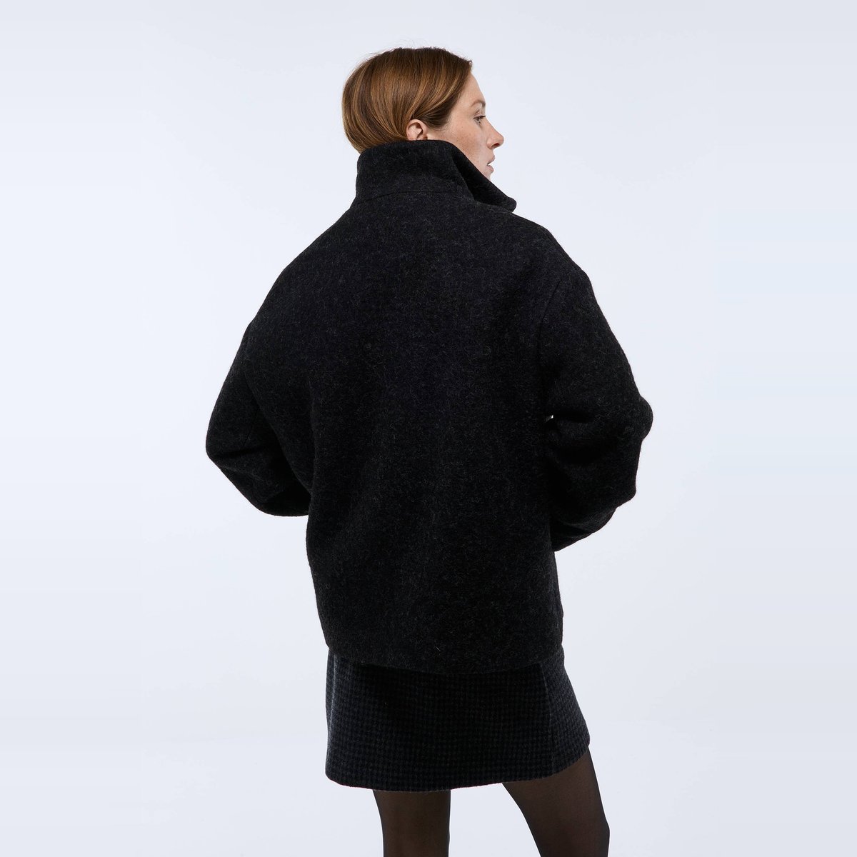 Manteau court croisé contenant de la laine khol, MONOPRIX