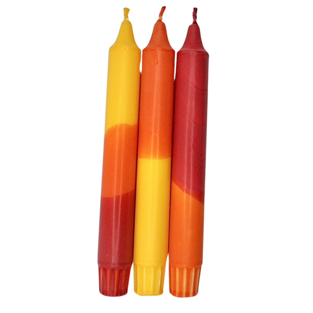 Lot de 3 bougies SUNSET orange, jaune, fuschia, EKRU