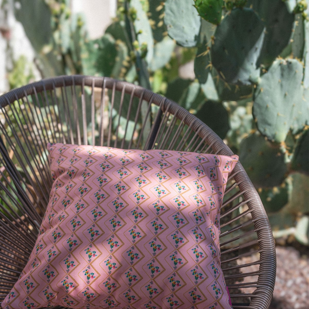 Housse de coussin extérieur TANGO rose, VENT DE BOHÈME