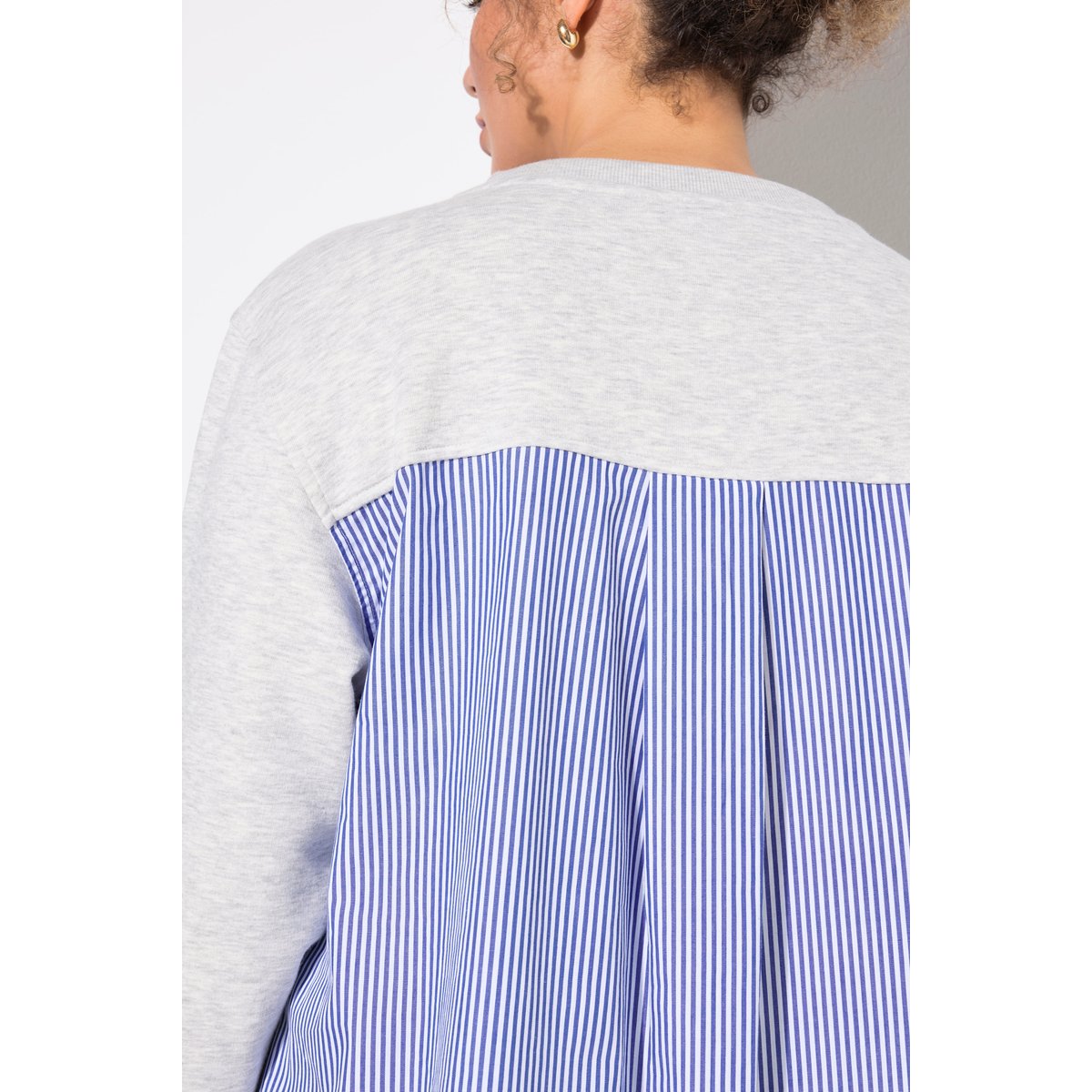 Sweat-shirt 2-en-1 tendance gris clair chiné, ULLA POPKEN