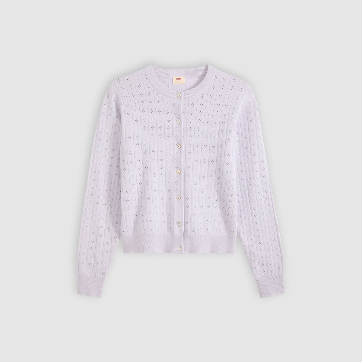 Cárdigan de cuello redondo con punto calado lila, LEVI'S