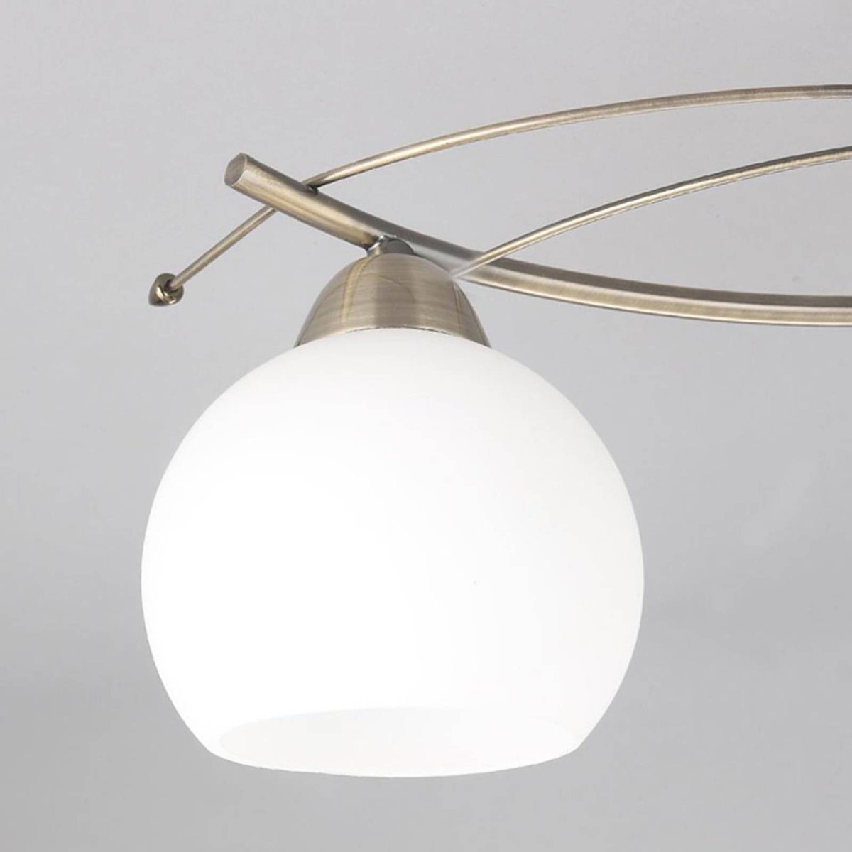 Plafonnier en verre moderne, Leanda blanc, laiton vieilli, LINDBY