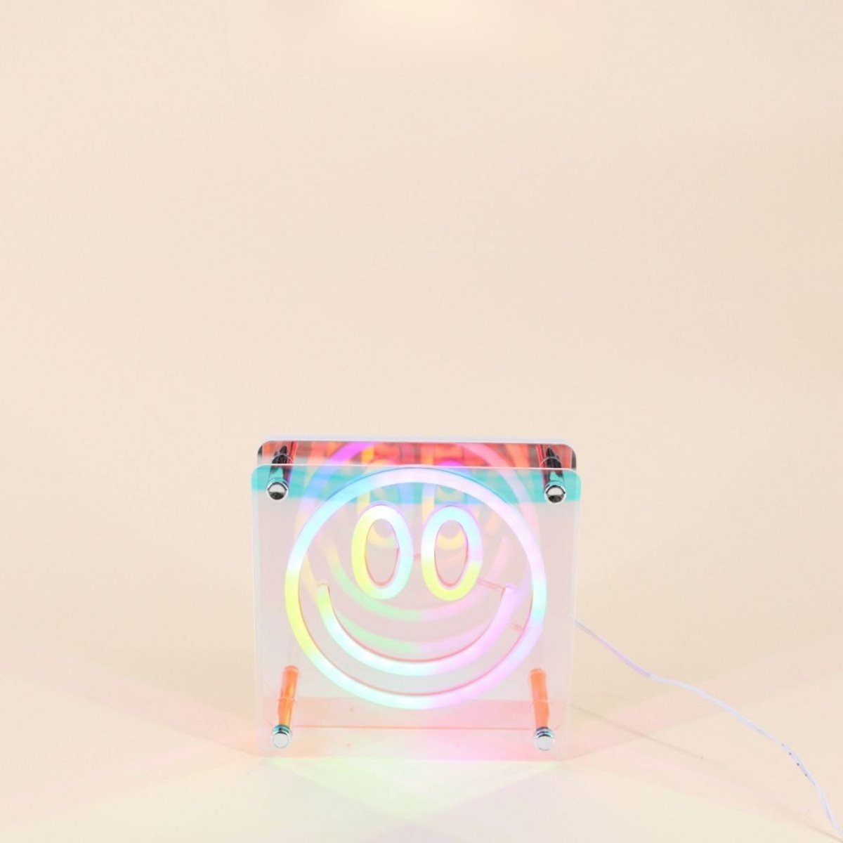 Cadre néon smile multicolore 15x15cm gris, ORNAMI